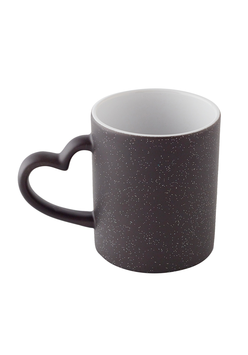 Magic Glitter Heart Handle Mug